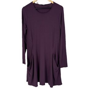 Betabrand Womens Modal‎ Silk Jersey Knit Shift Dress Size S Plum Pockets Capsule